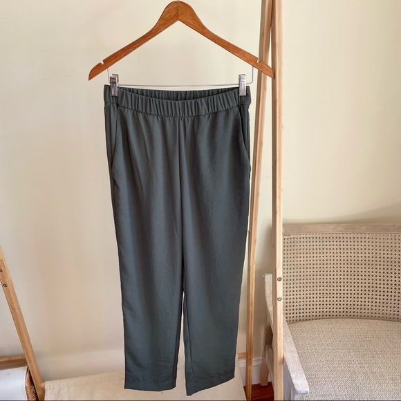 H&M Pants - H&M Conscious Flowy Elastic Waist Pants in Gray/Green - 4
